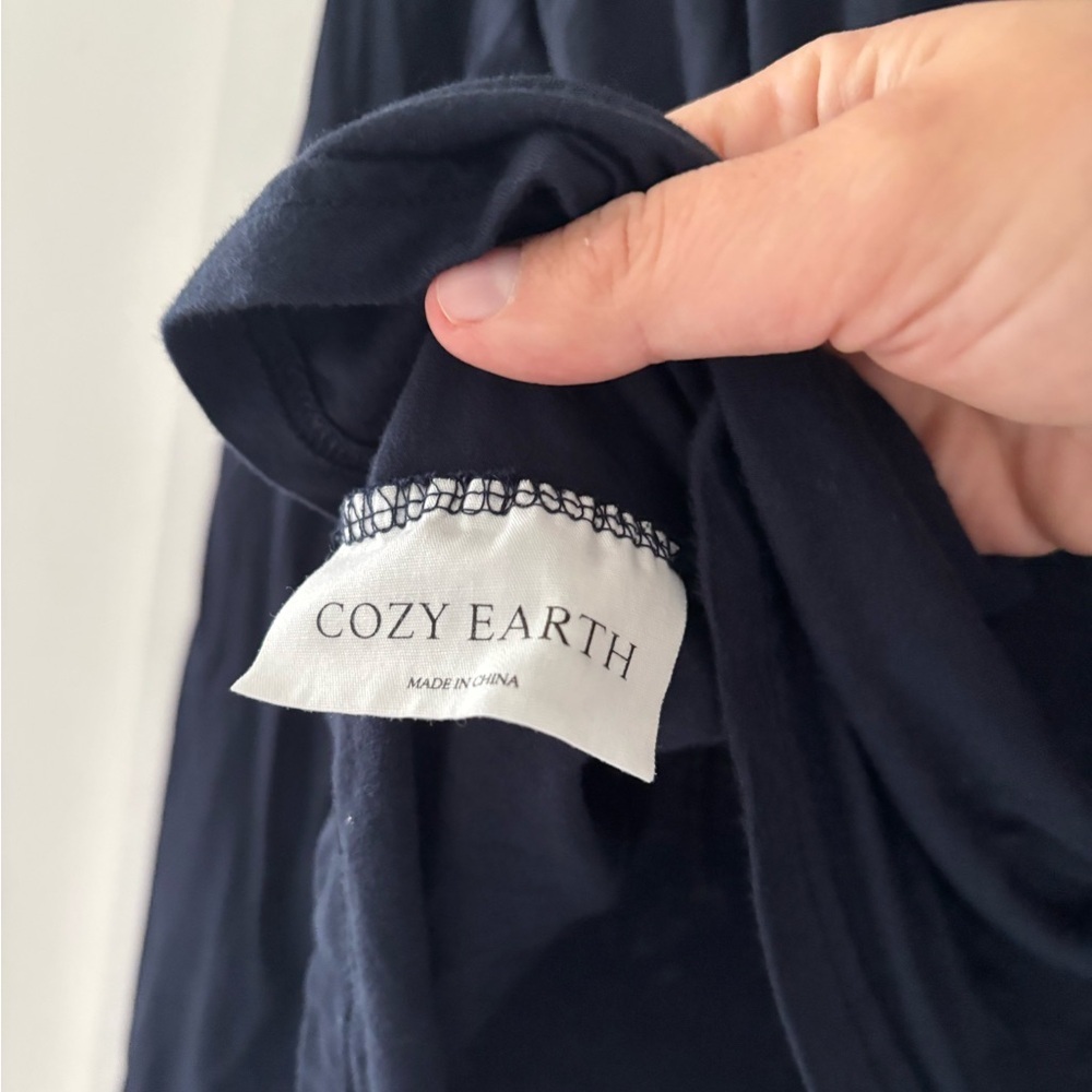 Cozy Earth Bamboo Stretch-Knit Long Sleeve Pajama Set Navy - Picture 10 of 12
